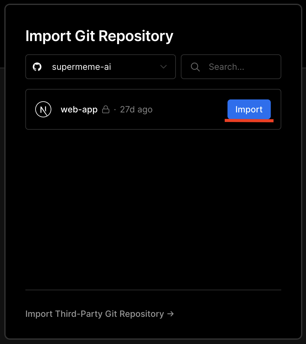 Repository list Vercel