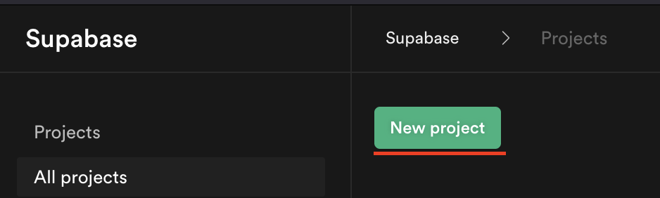 Create new Supabase project